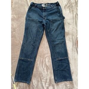 Carhartt Men's Relaxed Fit  Double Knee Chore Denim Jeans Blue Size 36